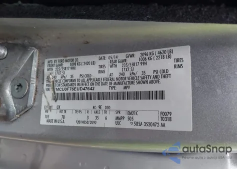 2014 Ford Escape S from USA, damaged, VIN 1FMCU0F76EUD47642